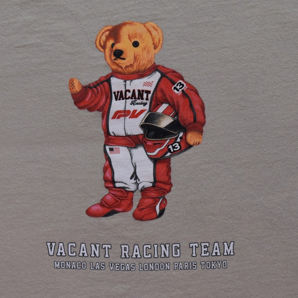 Pretty Vacant Racing Team Bear Graphic T-Shirt Mens XL Tan Short Sleeve Tee
